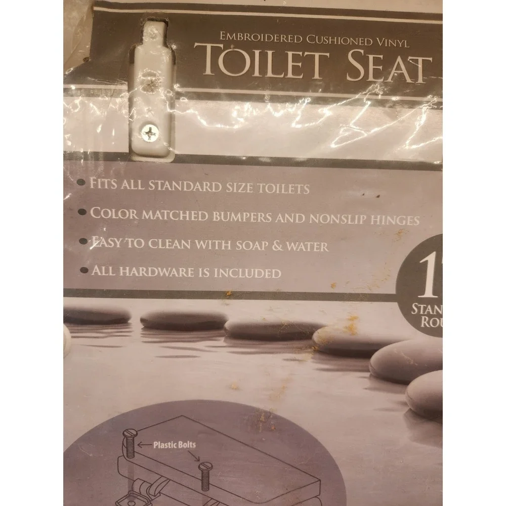 Seashells Embroidered Cushioned Toilet Seat Nautical Beach House Bathroom Decor